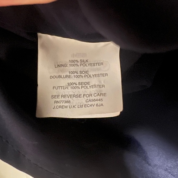 J. Crew 100% Silk Tie-Shoulder Peplum Top  - Navy | Size 0 - Picture 6 of 11